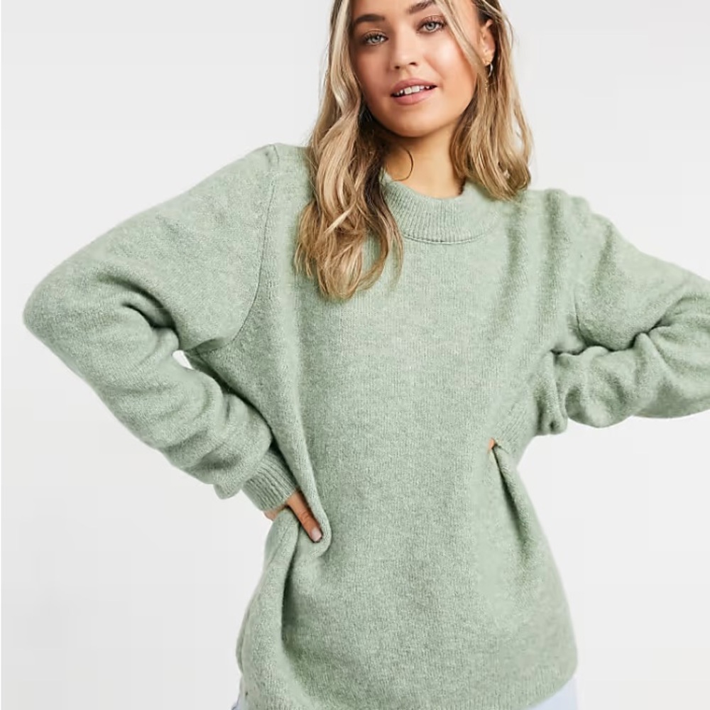 ASOS DESIGN Light Green Crew Neck Oversized Sweater
